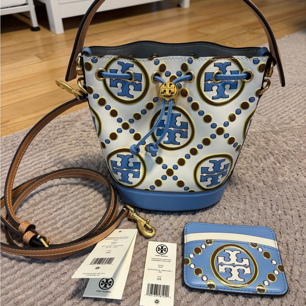 Tory Burch White and Blue Crossbody Bag